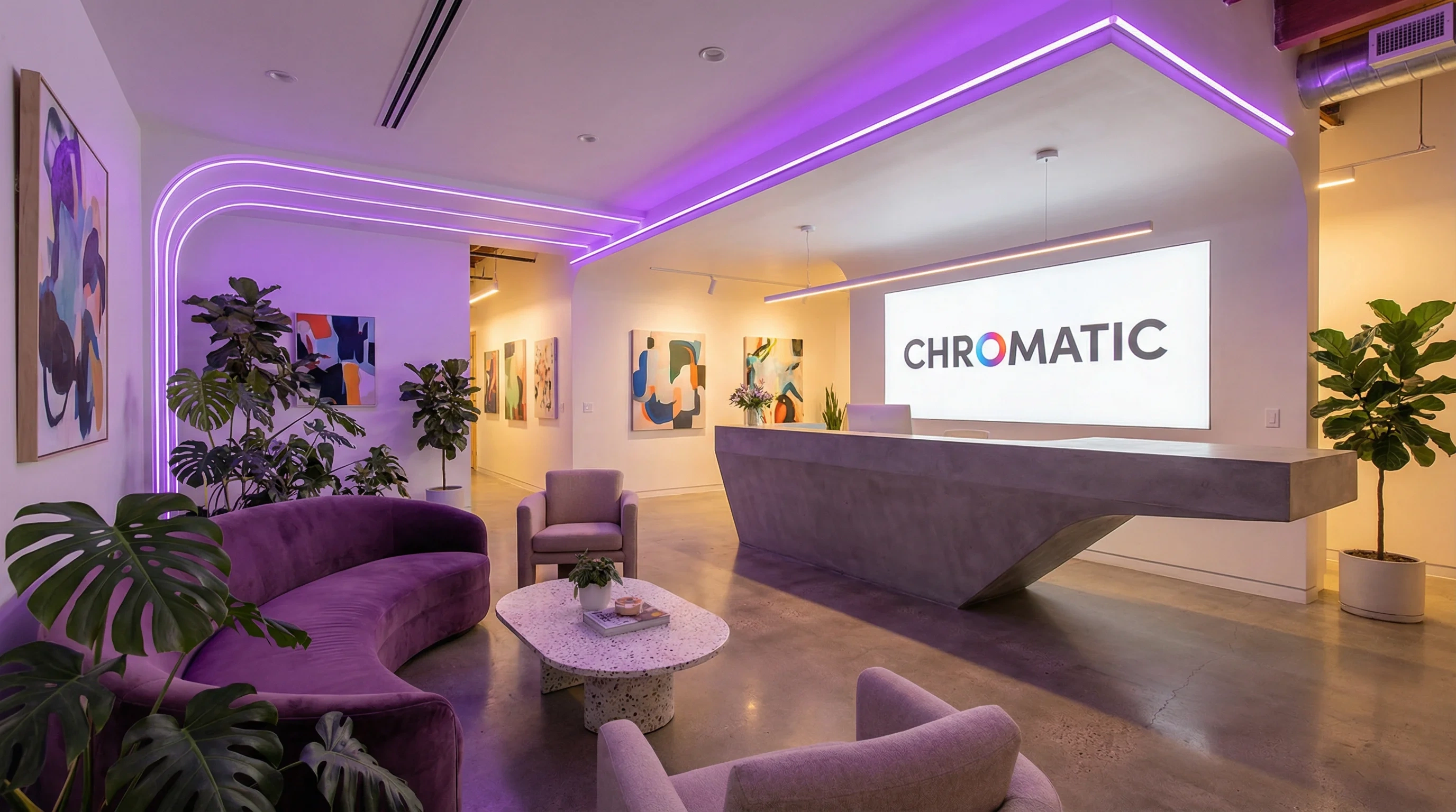 少妇视频现代化办公空间和接待区