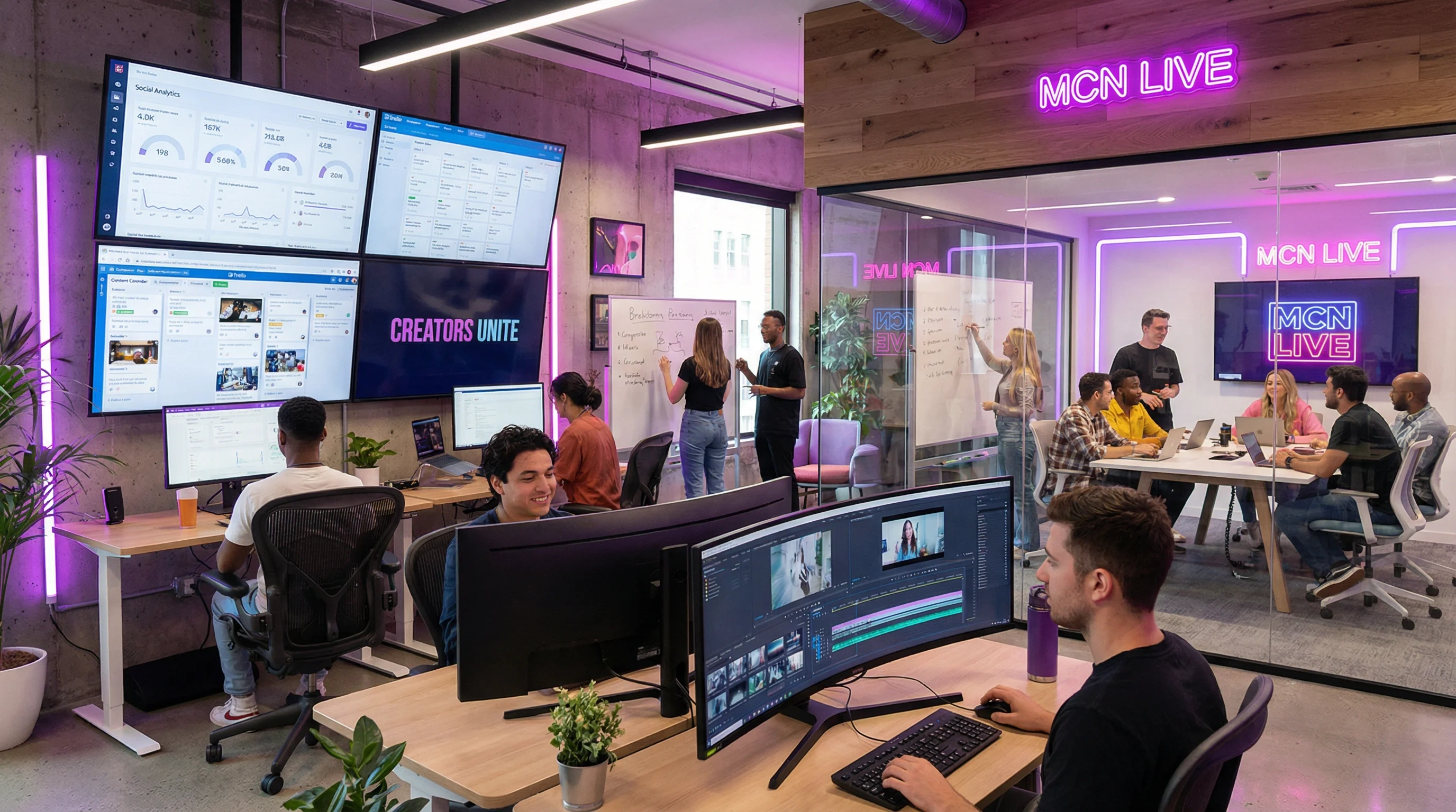 少妇视频专业团队在现代化办公室协作工作